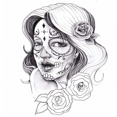 Lovely Mexican Candy Skull-Sleeve Design Fake Temporary Water Transfer Tattoo Stickers NO.10443